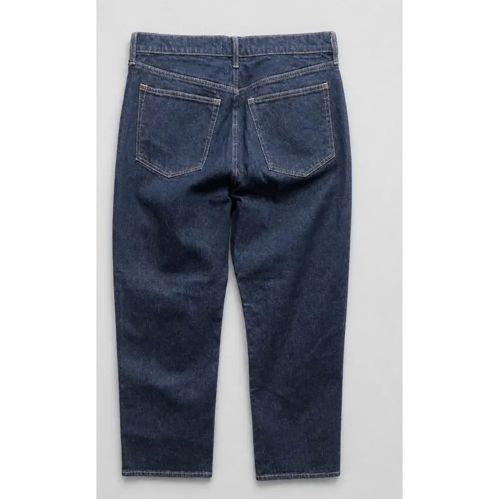 Abercrombie & Fitch High Rise 90s Straight Jean Dark Blue Size 31 Fits 35 NWT